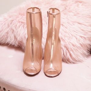 Rose gold mesh booties